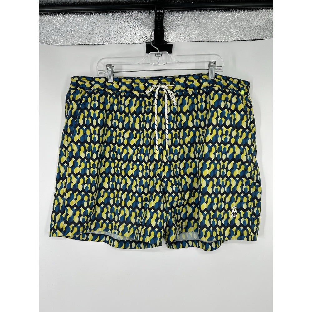 Psycho Bunny Colorful Swimsuit Bathing Suit Swim Trunks 5" 5 Inch Inseam 2XL